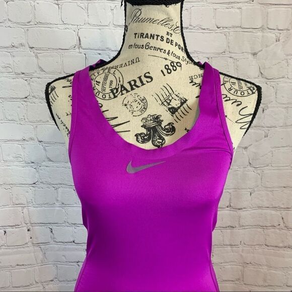 Nike Pro Dri Fit Long Racerback Tank Top Purple Fitted Womens Extra Small - Picture 2 of 11
